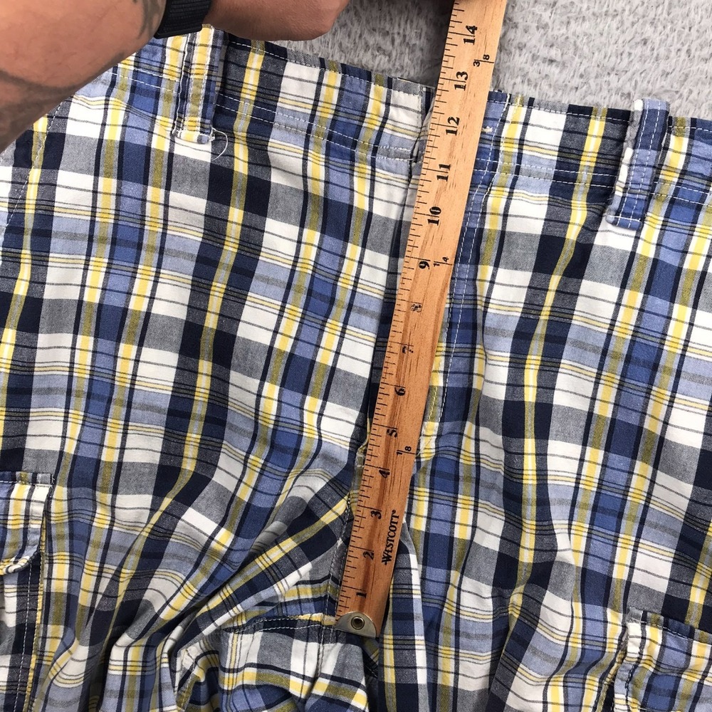 Polo Jeans Co Ralph Lauren Cargo Shorts Mens 42 Blue/Yellow Plaid Cotton 10" Vtg - Picture 5 of 9